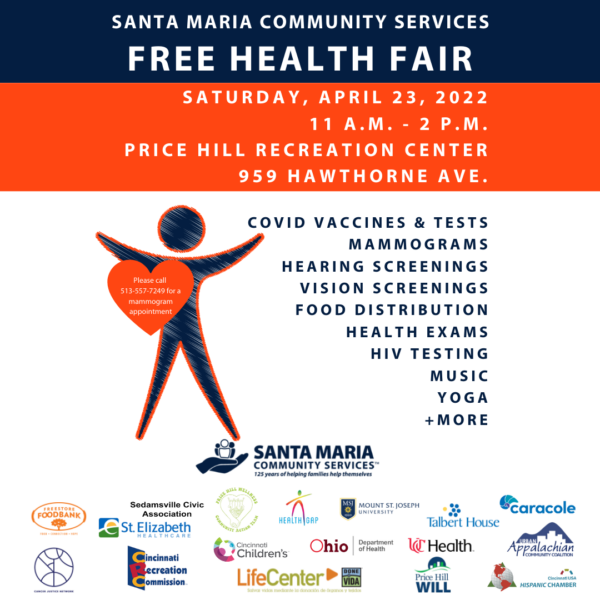 Free Health Fair on April 23, 2022 at the Price Hill Recreation Center