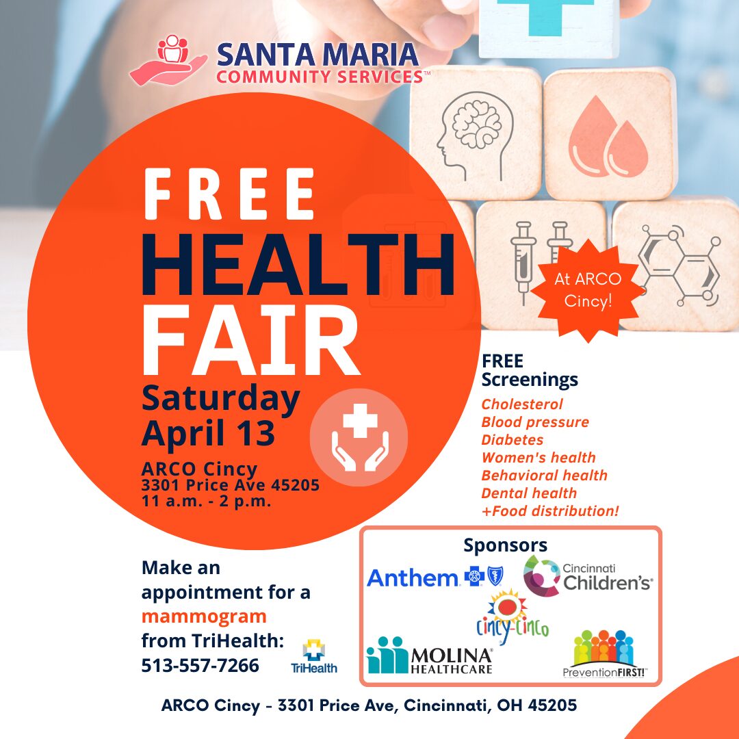 Santa Maria Community Services Hosts Free Health Fair on April 13 at ARCO Cincy in Price Hill